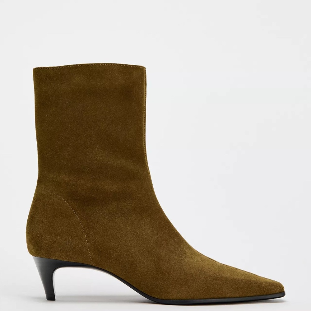 Zara Suede Kitten Heel Boots